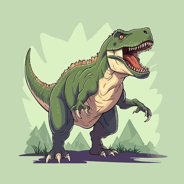 Vector tyrannosaurus rex dinosaur character illustration for extinct animal lovers