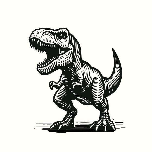 Vector tyrannosaurus rex vintage engrave illustration