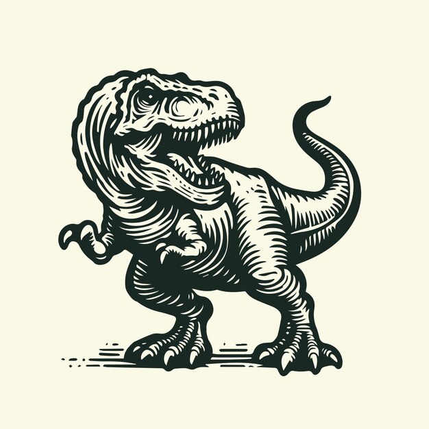 Tyrannosaurus rex vintage engrave illustration