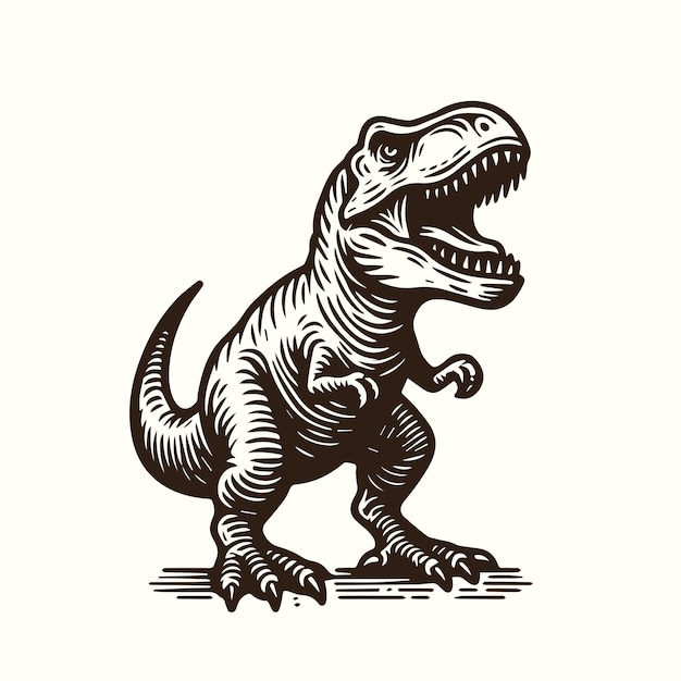 Tyrannosaurus rex vintage engrave illustration