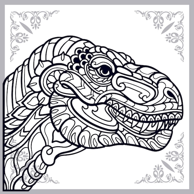 Tyrannosaurus rex zentangle arts isolated on white background