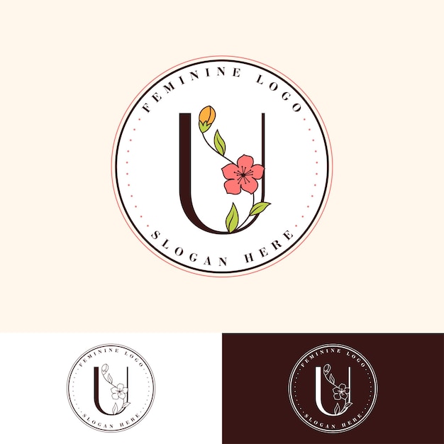 U Flower Feminine Logo Template