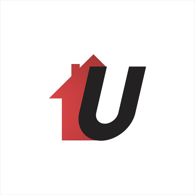 U initial logo with real estate icon design