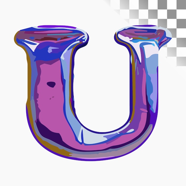 U Letter Design Stylish Font blue purple oil painting Alphabet