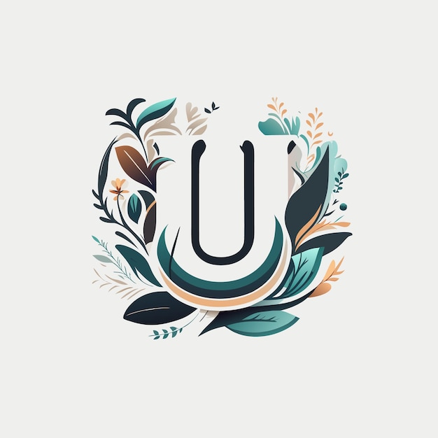 U letter initial colorful logo and flat letter logo design U