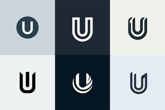 Vector u letter logo set vector