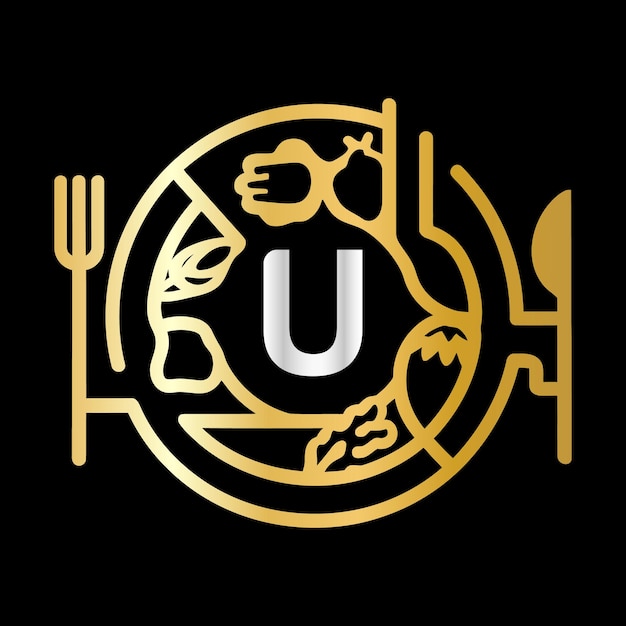 U Letter Monogram design food service vector logo design template