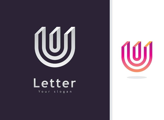 U Logo Design and template Creative U icon initials based Letters in vector