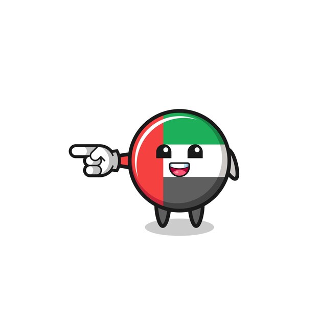 uae flag cartoon with pointing left gesture
