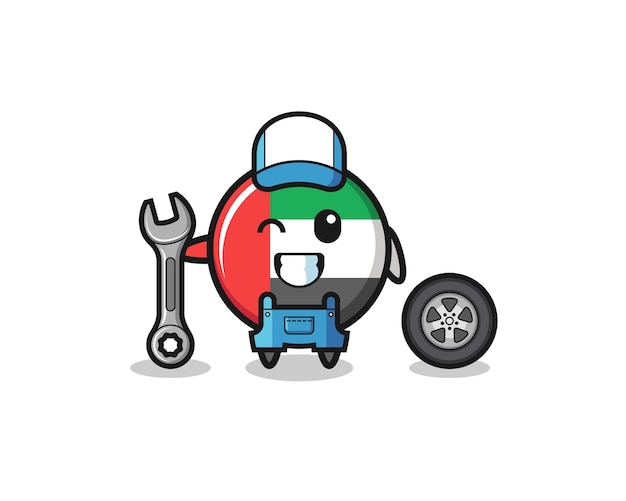 The uae flag character as a mechanic mascot