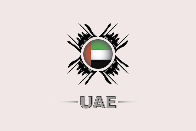 Vector uae flag illustration and mosque silhouette united arab emirates national day