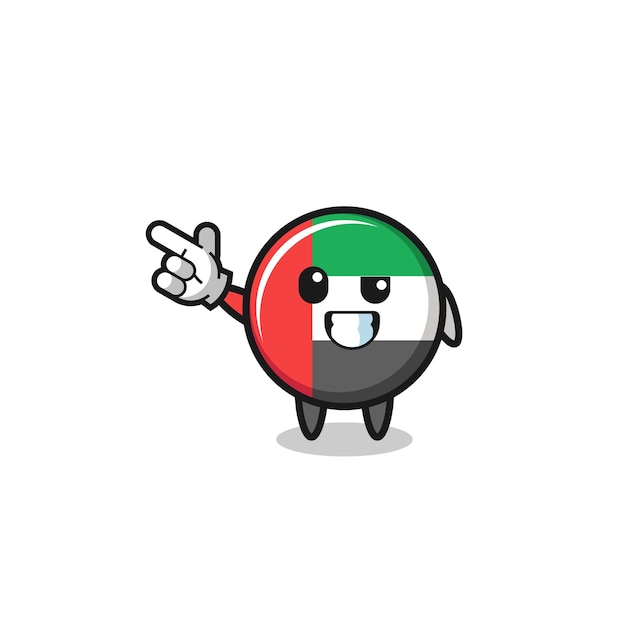 Uae flag mascot pointing top left