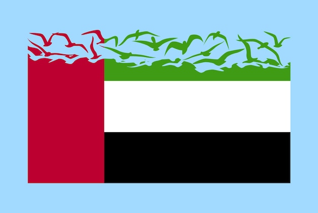 UAE flag with freedom concept UAE flag transforming into flying birds vector