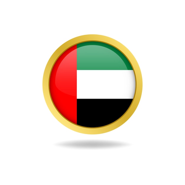 Vector uae flag with golden frame round badge