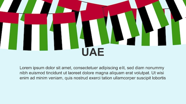 UAE flags hanging on a rope celebration and greeting concept independence day