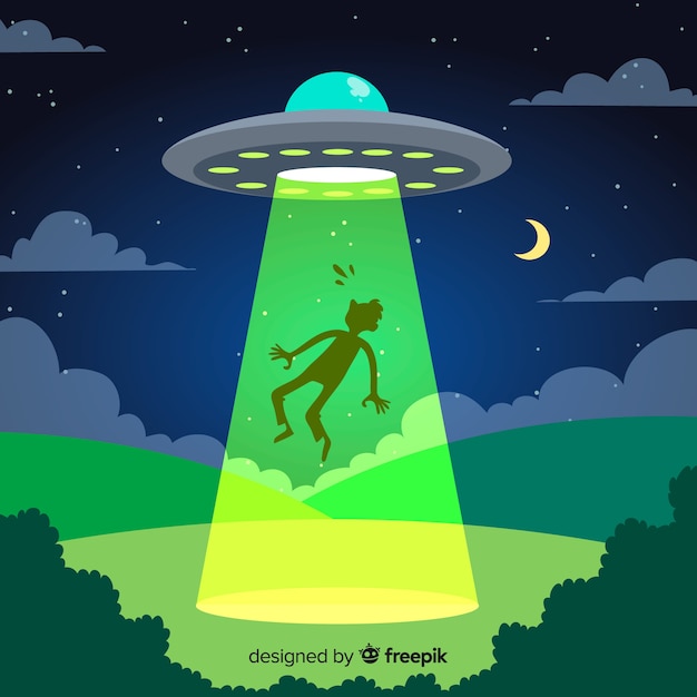 Ufo abduction concept with flat design