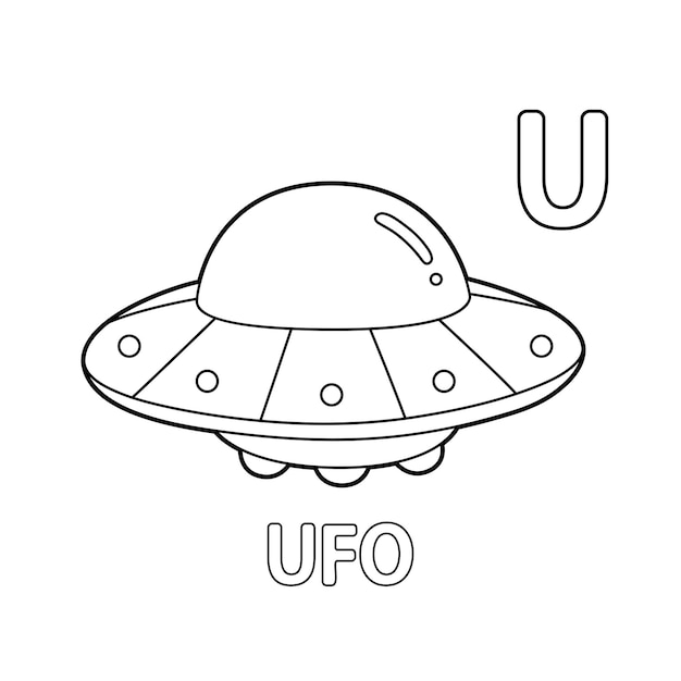 UFO Alphabet ABC Coloring Page U