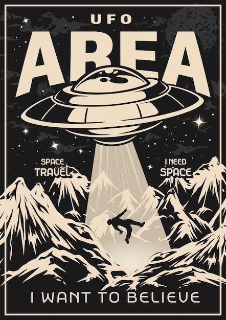 UFO area flyer vintage monochrome