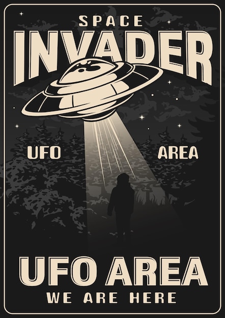 UFO area poster monochrome vintage