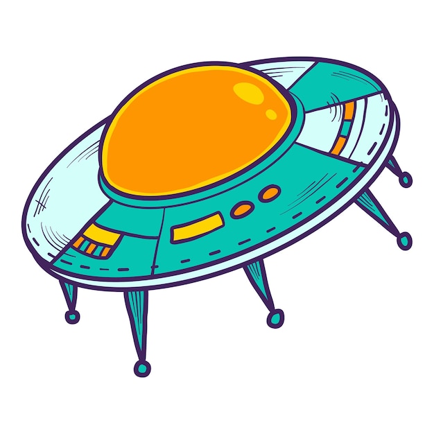 Ufo space ship icon Hand drawn illustration of ufo space ship vector icon for web design