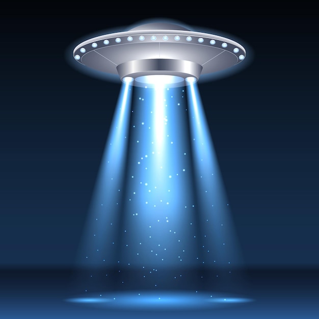 ufo spaceship flying isolated on white background