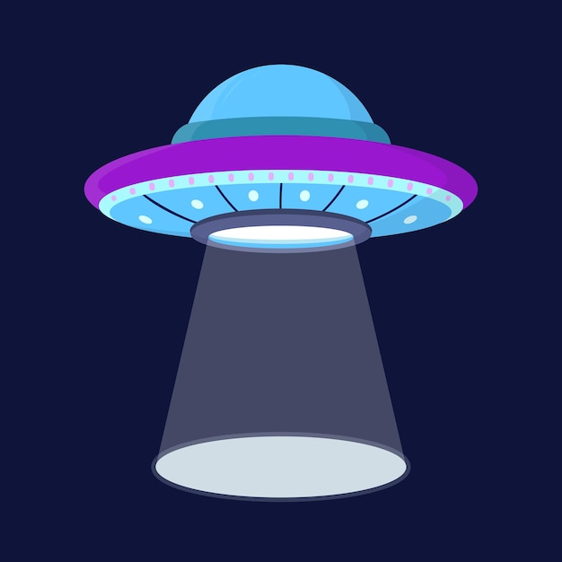 Ufo spaceship with light vector illustration