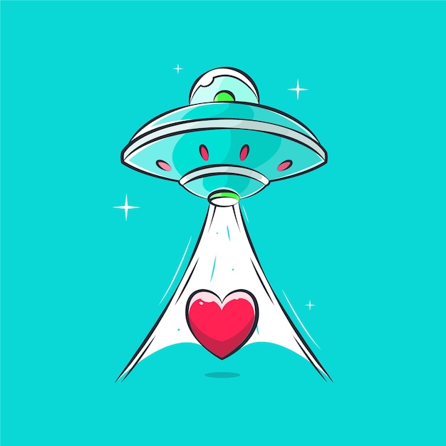 Ufo take love cartoon illustration 