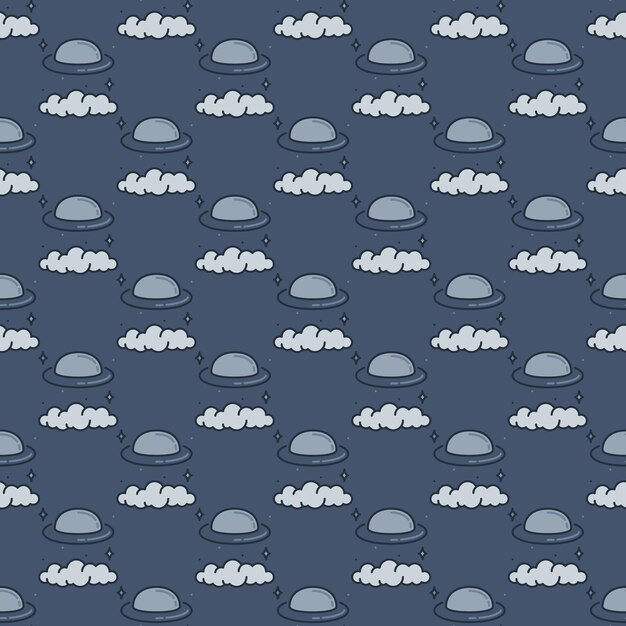 UFO Unidentified Flying Object vector seamless pattern