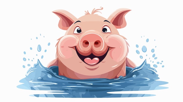 Vector ugly pig cartoon illustration