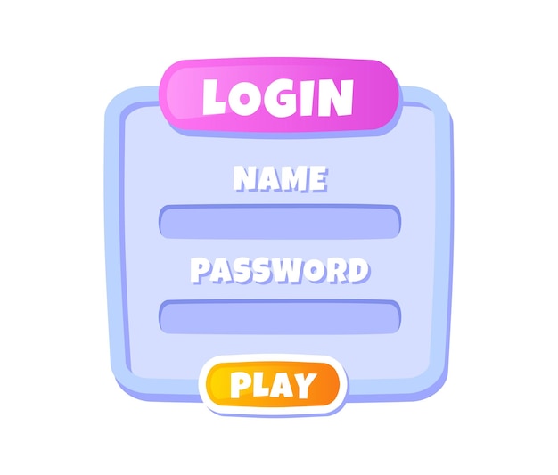 Ui autorization panel for game login and password nickname interface element for online applications