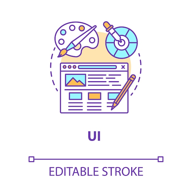 UI concept icon. Software interface development idea thin line illustration