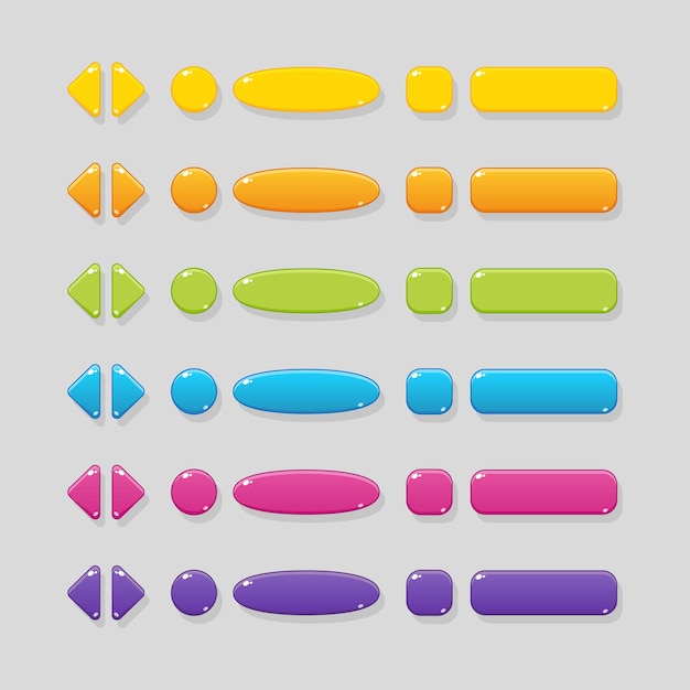 UI design for games and applications Different colors and shapes of buttons for the interface