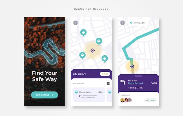 Vector ui design waze map design app