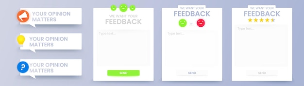 Vector ui form for feedback. template vector png design for online survey