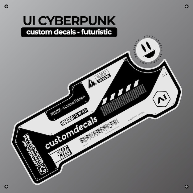 ui technology futuristic cyberpunk style sticker decal unique