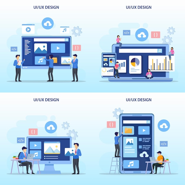 UI UX design concept Creating an application design content and text place Vector illustration