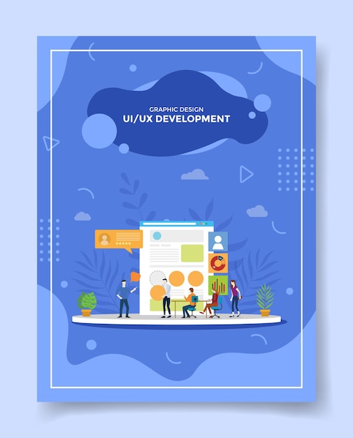 Ui ux development concept people programmer designer developer computer wireframe display for template 