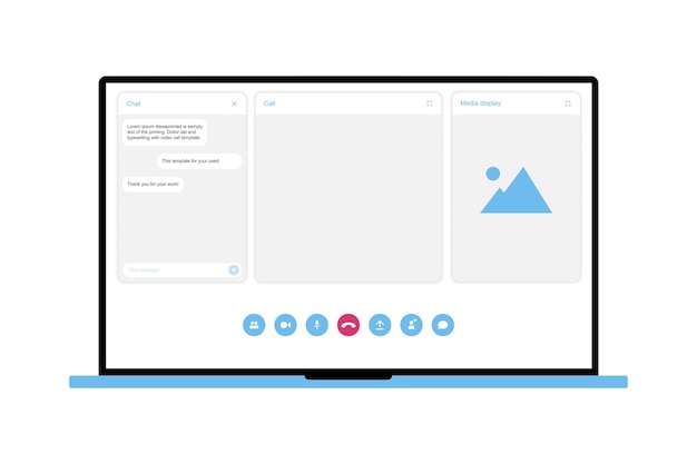 UIUX template for video conferencing and meetings application on laptop