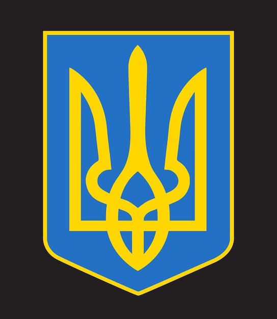 Ukraine coat of arms flag trident heraldry illustration for web