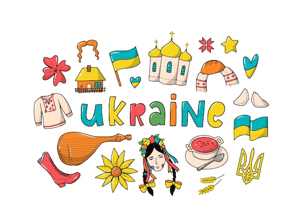 Ukraine doodles clipart set