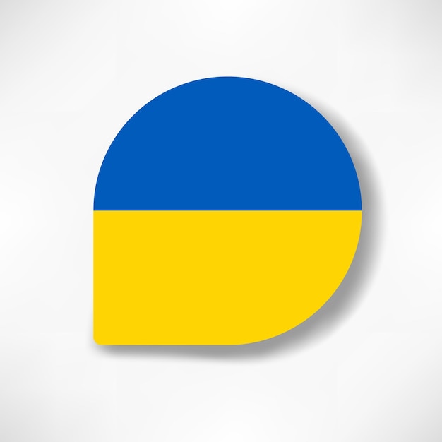 Ukraine drop flag icon with shadow on white background