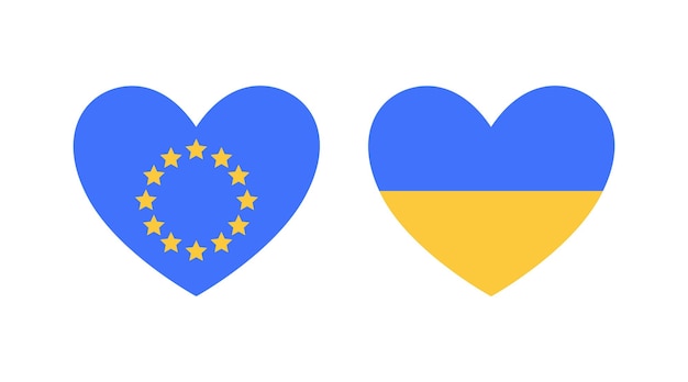 Ukraine in Europe Flag of Ukraine and the European Union Vector illustration for design