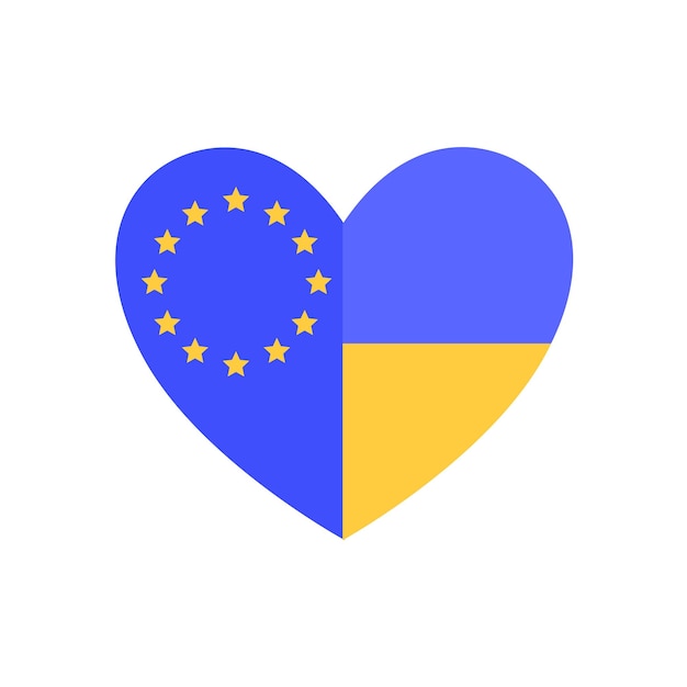 Ukraine in Europe Flag of Ukraine and the European Union Vector illustration for design