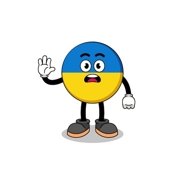 Ukraine flag cartoon illustration doing stop hand character design