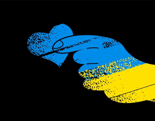 Ukraine flag concept hand caring vector illustration