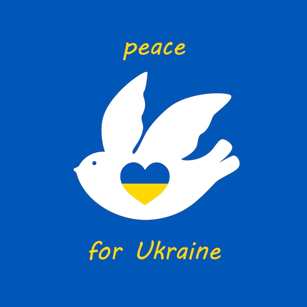 Ukraine flag and dove peace symbol and pray for peace in Ukraine concept