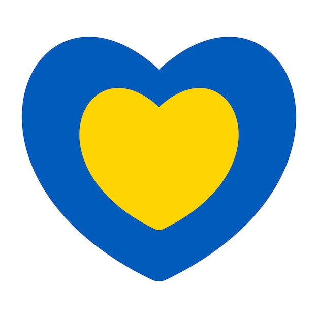 Ukraine flag icon in the shape of one on one heart Abstract patriotic ukrainian flag with love symbol Blue and yellow conceptual idea with Ukraine in his heart Support for the country during war