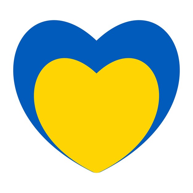 Ukraine flag icon in the shape of one on one heart Abstract patriotic ukrainian flag with love symbol Blue and yellow conceptual idea with Ukraine in his heart Support for the country during war