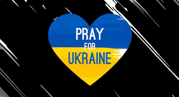 Ukraine flag love shape praying concept pray for Ukraine peace Save Ukraine from russia vector.