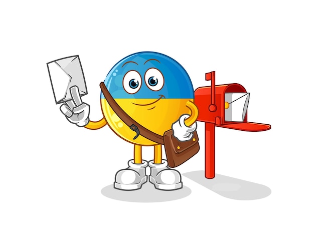 Ukraine flag postman vector. cartoon character